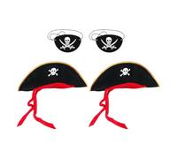 ibasenice Chapeau de Pirate Halloween Cache-œil à Thème Pirate Lot de 2 Set de Chapeaux et 2 Masques pour Fête Déguisement Accessoire Cosplay pour Garçon et Filles et Adultes Décoration