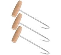 ibasenice Chaussure-pied en Métal Inoxydable Poignée en Bois, Crochets à Bottes Confortables pour Aider les Pieds à Entrer, Lot de 3 Pièces pour Adultes la Maison