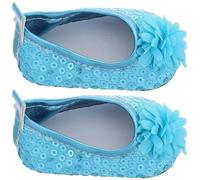 ibasenice Chaussures à Paillettes pour Poupée Fille 18 Pouces, Mini Chaussures Fleuries Bleu Pailleté, Accessoires De Robe pour Occasions Festives