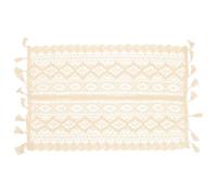 ibasenice Chemin de Table en Coton Beige Style Européen Vintage Dentelle Creuse et Pompons, Surface Lisse et Couture Soignée pour Décoration de Fête Maison