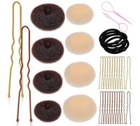 ibasenice Chignon pour Cheveux Créatrice de Chignons Donut Cheveux, Métal et Plastique, 40 Épingles U, 5 Élastiques, 1 Aiguille à Tirer, pour Femmes et Filles