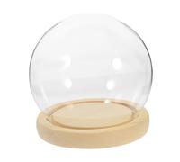 ibasenice Cloche en Verre Transparente avec Socle en Bois Naturel, Dôme de Conservation des Fleurs Préservées, Décoration Polyvalente pour Terrariums, Jardinage et Présentoirs Décoratifs,