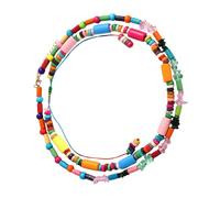 ibasenice Collier Bohème Double Rang en Perles de Bois Naturel Coloré Tissé Main, Bijou Ethnique pour Femmes, Style Estival Décoratif et Léger, Chaîne de Clavicule Ajustée