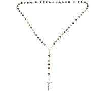 ibasenice Collier Chapelet Catholique en Agate Naturelle Pendentif Croix Collier Croix à Perles pour Homme Élégante Accessoire Religieux pour Cérémonie et Usage Quotidien