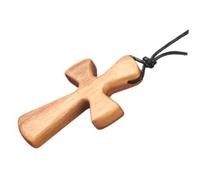 ibasenice Collier Croix en Bois D'olivier Sculpté la Main, Pendentif Croix Ajustable pour Homme et Femme, Chaîne Légère Décorative, Présent Communion et Profession de Foi