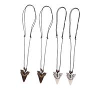 ibasenice Collier Dents de Requin 4 Pièces pour Homme et Garçon Style Plage Vintage Matériaux Résistants Pendentifs Blanc et Marron Accessoires Surfeur Plage