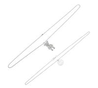 ibasenice Collier Double Couche Pendentif Ours en Peluche en Acier Inoxydable Titane, Chaîne pour Pull Élégante, Bijoux Femme Hip-hop pour Fêtes et Usage Quotidien