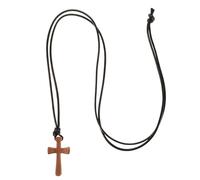 ibasenice Collier en Bois Pendentif Croix Catholique pour Hommes et Femmes, Petit Bijou Religieux Unisexe, Chaîne Ajustable, Collier pour Prière et Usage Quotidien, Présent Couple