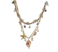 ibasenice Collier Femme Double Couche Hawaïen avec Pendentif Coquille Conque Bijoux Bohème Résistants pour Plage et Fête