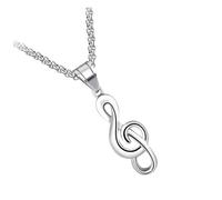 ibasenice Collier Homme Pendentif Symbole Musique Acier Titane Design Créatif et Moderne Chaîne pour Style Hip-hop