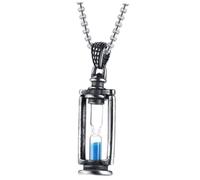 ibasenice Collier Homme Titane avec Pendentif Sablier Vintage Chaîne Carrée Rétro et Élégante