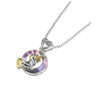 ibasenice Collier Licorne Fille avec Cristaux Bicolores Rose et Bijoux Élégants pour Anniversaire Noël Rentrée Scolaire Cadeau pour Petite Fille et Petite-nièce