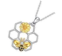 ibasenice Collier Pendentif Abeille Nid D'abeille Doré en Alliage, Chaîne Clavicule Féminine, Bijou Nature pour Adolescentes et Femmes, Présent Original Usage Quotidien