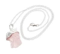 ibasenice Collier Pendentif en Améthyste Naturelle Irrégulière en Pierre Brute, Équilibre Émotionnel et Purification, Chaîne Fleur de Pêcher Rose pour Relation et Famille
