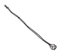 ibasenice Collier Pendentif en Cristal Blanc Naturel Pierre Brute, Maille Tressée Noire Réglable, Longs Colliers pour Femmes, Bijoux Fantaisie, Accessoire Mode Élégant pour Tenue
