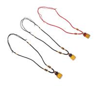 ibasenice Collier Pendentif Flacon D'huile Essentielle 2ml en Verre Teinté Café, Lot de 3 Cordons Rouge, Noir et Marron, Décoration Aromathérapie Créative pour Femme, Accessoire Suspendu