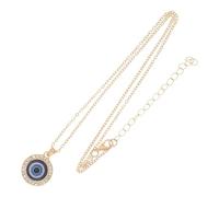 ibasenice Collier Pendentif Œil Maléfique Bleu en Alliage Doré, Collier pour Femme Pierre Incrustée, Bijou Protecteur Élégant pour Usage Quotidien et Occasions Spéciales