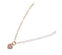 ibasenice Collier Pendentif Mauvais Œil Bleu avec Ornement Asymétrique Chaîne de Protection pour Femme Style Baroque Moderne