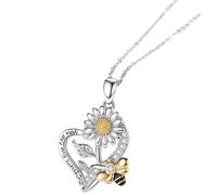 ibasenice Collier Pendentif Tournesol Cœur Alliage avec Pendentif Abeille Femme Simple et Élégant pour Toutes Occasions