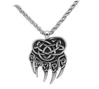 ibasenice Collier pour Homme en Acier Inoxydable Pendentif Griffe d'Ours Viking Double Face Chaîne Pirate Accessoire de Cou Hip-Hop pour Soirées et Bars