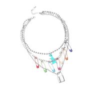 ibasenice Collier Ras Cou Femme avec Pendentif Cadenas Créatif et Perles Rondes Alliage Élégant et Original pour Femme