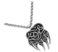 ibasenice Collier Viking en Acier Inoxydable Double Face Pendentif Griffe d'Ours Bijou Masculin Vintage Punk Collier Amulette pour Homme Accessoire Nordique pour Usage Quotidien et