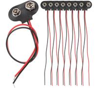 ibasenice Connecteur de Batterie à Clip de Type T pour Pile 9v Câble de 6cm en Fer et Cuir PU, Facile à Installer, pour Porte-Pile DIY et Remplacement de Connecteur Endommagé, Lot de 50