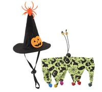 ibasenice Costume Halloween pour Chat et Petit Chien Chapeau Vert et Collerette en Polyester, Confortable et Respirant, pour Fête d'halloween