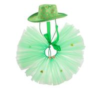 ibasenice Costume Saint Patrick pour Chien et Chat Jupe Tutu et Chapeau Feuille Tenue Cosplay Confortable et Respirante pour Fête et Anniversaire
