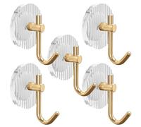 ibasenice Crochets Adhésifs Muraux 5pcs en Acrylique Or Forte Adhérence et Surface Lisse pour Chambre ou Salon, Patères sans Perçage Modernes et Pratiques