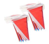 ibasenice Décoration de Drapeau Colorée Fanion Festif 2 pièces Banderole Triangulaire Rouge Blanc Bleu Polyester Versatile Usage pour Fête Nationale et Célébrations Festives