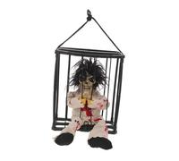 ibasenice Décoration Halloween Suspendue avec Cage Fantôme Lumineuse et Sonore Accessoire Effrayant à Suspendre pour Maison Hantée Léopard Imprimé Fête et Scène Horreur