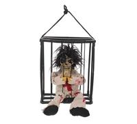 ibasenice Décoration Halloween Suspendue Cage Fantôme Animé Yeux Lumineux Sonore Motif Léopard pour Jardin Patio Cour Accessoire Maison Hantée Réutilisable