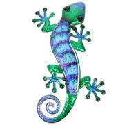 ibasenice Décoration Murale Gecko en Métal 38 Cm pour Jardin et Terrasse, Sculpture Colorée en Fer Forgé, Ornement Extérieur et Intérieur, à Suspendre Murale Animal Décoratif Design