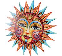 ibasenice Décoration Murale Solaire en Fer Robuste Orange, Ornement Créatif pour Jardin et Maison, Installation Facile pour Décoration Extérieure et Intérieure