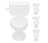 ibasenice Décorations Miniatures Toilettes 4 Pcs Blanches pour Gâteau Fête Enterrement Vie Jeune Fille, Accessoires Salle de Bain Miniatures Réutilisables, Décor Humoristique pour Maison