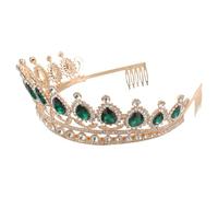 ibasenice Diadème de mariage pour la mariée, peigne couronne en strass verts, serre-tête de princesse, accessoire de coiffure pour mariage et anniversaire