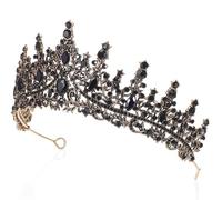 ibasenice Diadème de Mariage Vintage Noir en Cristaux Couronne Baroque pour Mariée Serrage-Tête Élégant pour Fêtes Anniversaire et Séances Photo Accessoire Cheveux Femme Chic