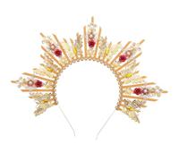 ibasenice Diadème de Mariée Couronne Princesse en Métal Léger Doré Accessoire de Coiffure pour Mariage et Anniversaire Bandeau de Déesse Orné pour Séances Photo et Soirées Cosplay