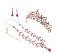 ibasenice Diadème Et Parure De Bijoux De Mariage Ensemble De Collier Et Boucles D'oreilles Bandeau Orné De Cristaux Pour Femme Pour Mariage Et Fêtes