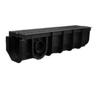ibasenice Drain de Tranchée en Plastique Hdpe en U, Noir, Profil Profond | Prévention des Odeurs, Limite L’eau Stagnante, Installation Facile, Patios et Salles de Bain, avec Outils