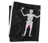 ibasenice Drapeau Décoration Créative Squelette et Cœur pour Fête D'halloween Décoloration Pirate Noir en Polyester Résistant et Événements à Thème