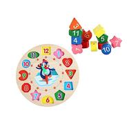 ibasenice Éducatif Horloge Bois pour Garçon Fille Apprentissage des Formes et Chiffres Développement Coordination et Créativité Cadeau Pédagogique Montessori