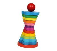 ibasenice Éducatif Tour Arc-Ciel Couches Bois Blocs Empilables Colorés Montessori pour Développement Motricité Fine et Apprentissage Social Garçon Fille