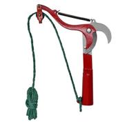 ibasenice Élagueur à Branches Hautes en Acier Rouge avec Corde, Sécateur Manuel Double Usage pour Décoration Automne et Jardinage