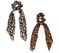 ibasenice Élastique à Cheveux en Tissu Imprimé Léopard Longue Bande 2 Pièces, Accessoires de Coiffure Confortables et Décoratifs pour Femmes Élégantes