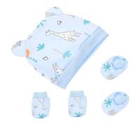 ibasenice Ensemble 3 Pièces Bonnet, Moufles et Chaussettes Naissance en Coton Doux pour -nés, Design Élastique Confortable, pour Bébés Garçons et Filles