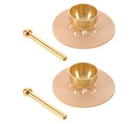 ibasenice Ensemble de 2 mini bols chantants en laiton - Bol de avec coussin et maillet - Idéal pour la, le Feng Shui, le yoga, la décoration intérieure et la sonothérapie