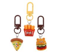 ibasenice Ensemble de 3 Porte-Clés Fast-Food en Plastique Solide - Mini Pendentifs Hamburger Pizza et Frites - Accessoires Décoratifs pour Paquet Clés et Fêtes à Thème Nourriture