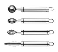 ibasenice Ensemble de 4 Pièces Cuillères à Pastèque en Acier Inoxydable Argenté Moulage Intégré pour Boules de Fruits, pour Découpe Melon et Dragon Fruit Cuisine